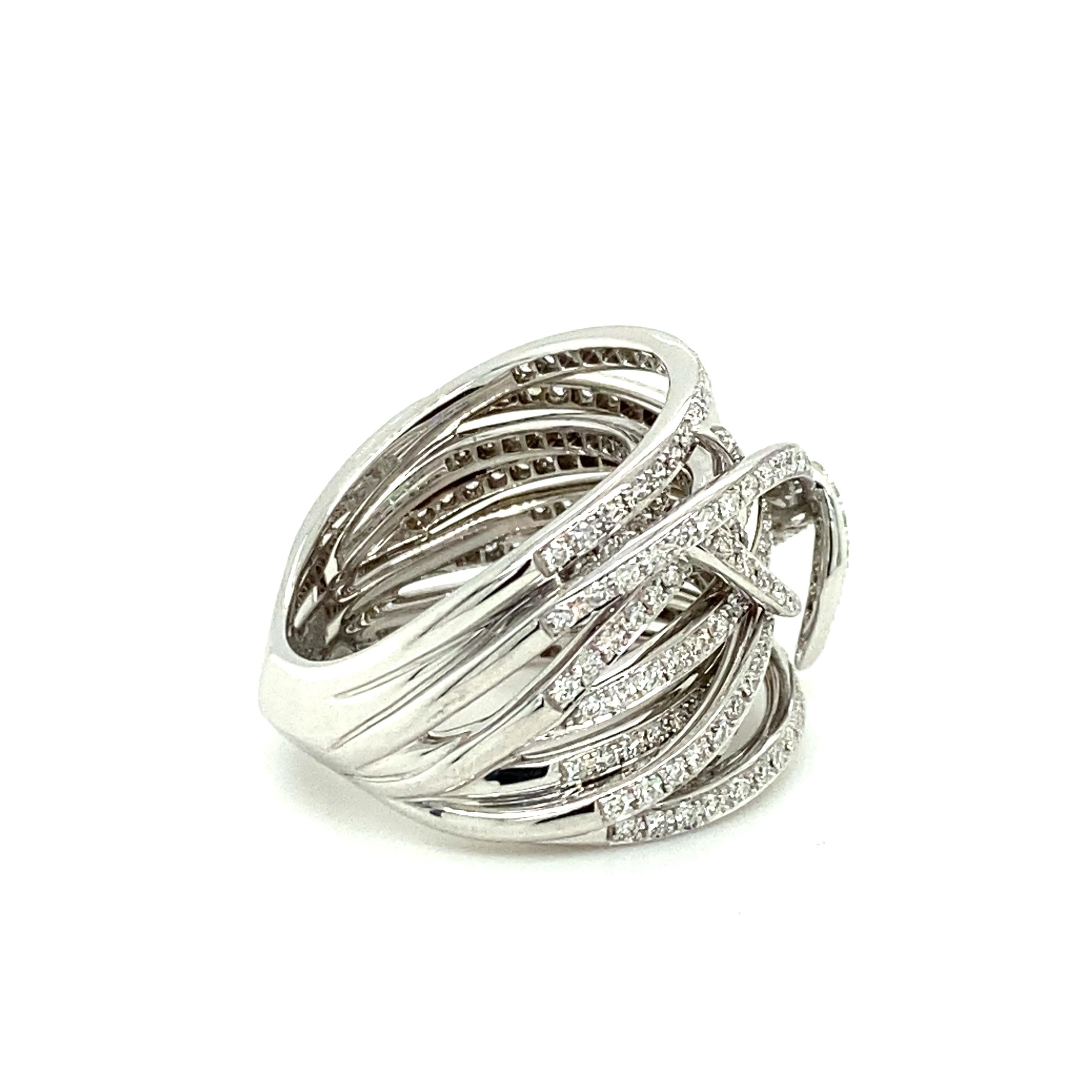 Brilliant Cut Stephen Webster Thorn Bandeau Ring with Diamonds in 18 Karat White Gold