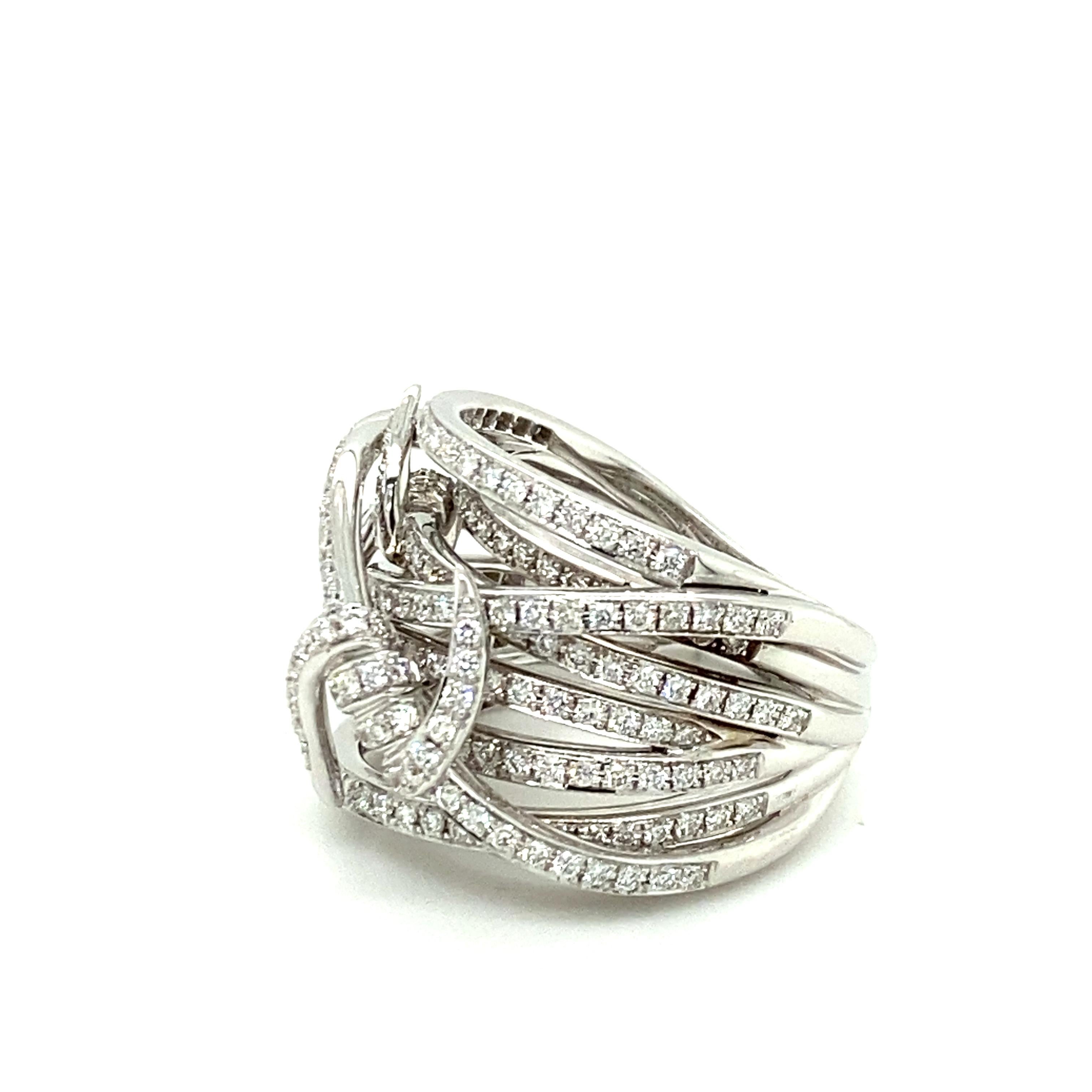 Women's or Men's Stephen Webster Thorn Bandeau Ring with Diamonds in 18 Karat White Gold