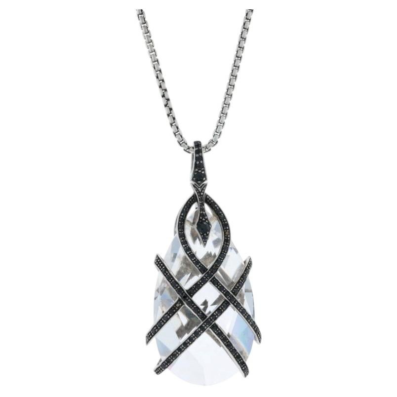 Stephen Webster Thorn Black Sapphire & Crystal Lg Pendant Necklace Sterling 925