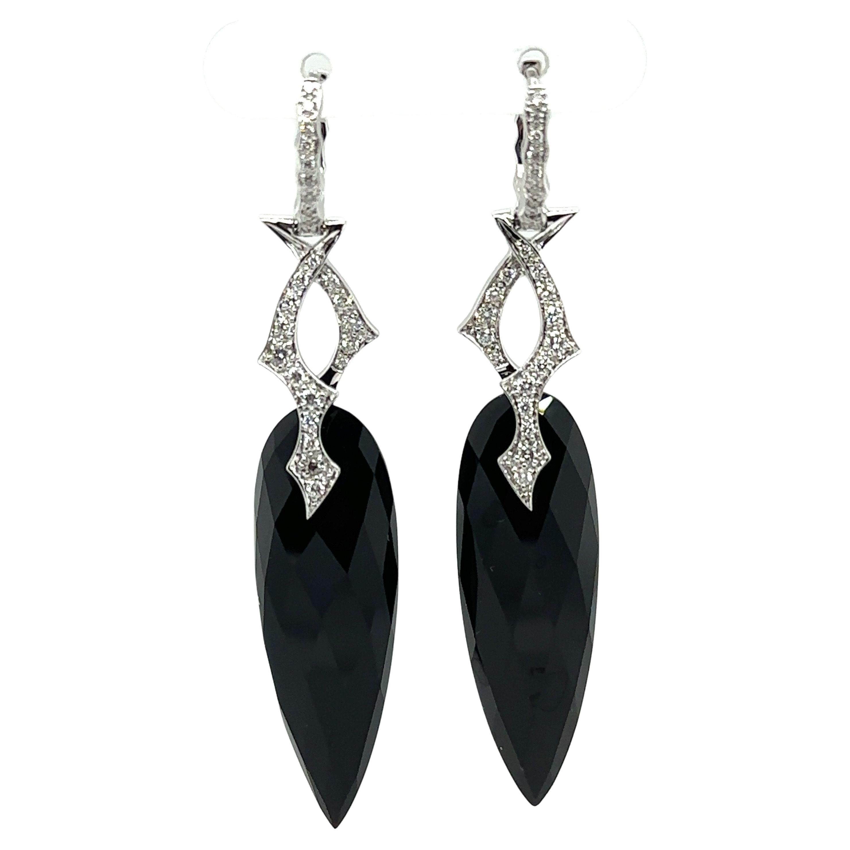 Stephen Webster "Thorn" Diamond & Onyx Earrings in 18K White Gold