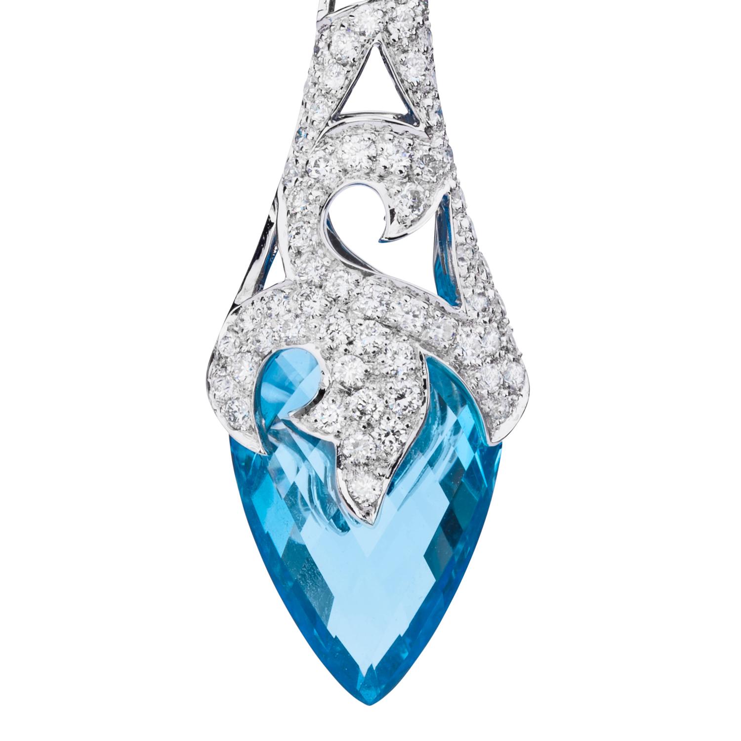 Contemporary Stephen Webster Thorn Entwined Drop Topaz and Diamond Set in White Gold Earrings