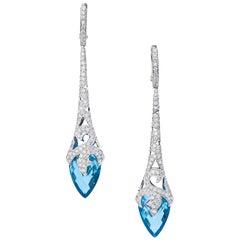 Stephen Webster Thorn Entwined Drop Topaz and Diamond Set in White Gold Earrings