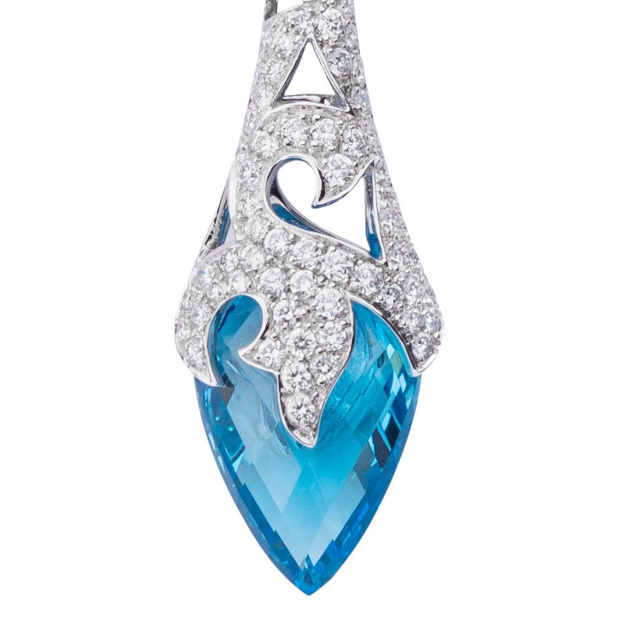 Contemporary Stephen Webster Thorn Entwined Drop Topaz and Diamond Set in White Gold Pendant