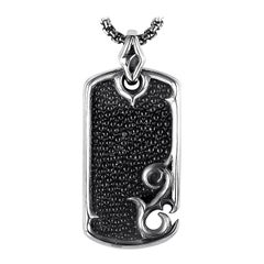 Stephen Webster Thorn Sterling Silver Black Enamel Rayskin Dog Tag Necklace