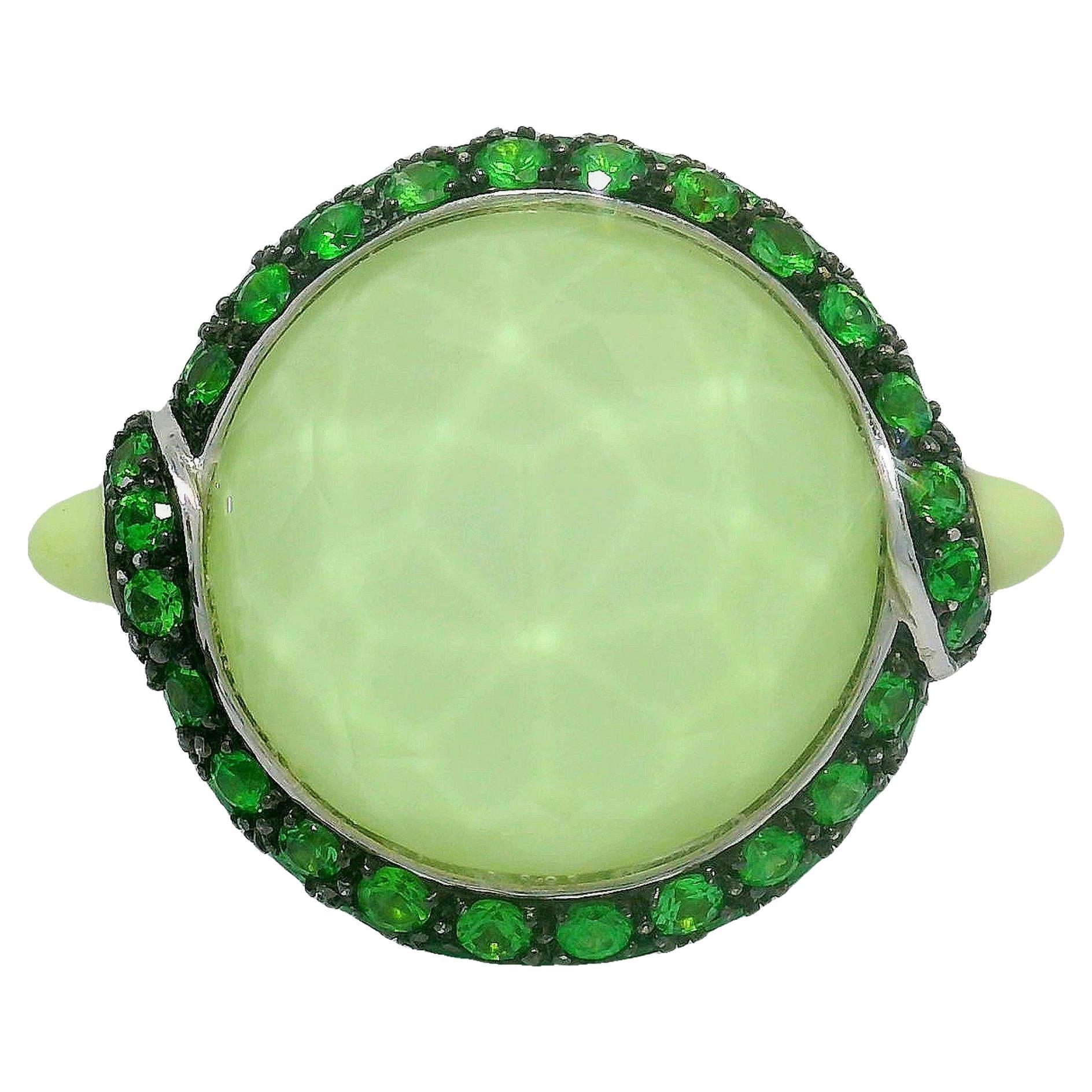 Stephen Webster Tsavorite Garnet & Quartz 18k White Gold Ring