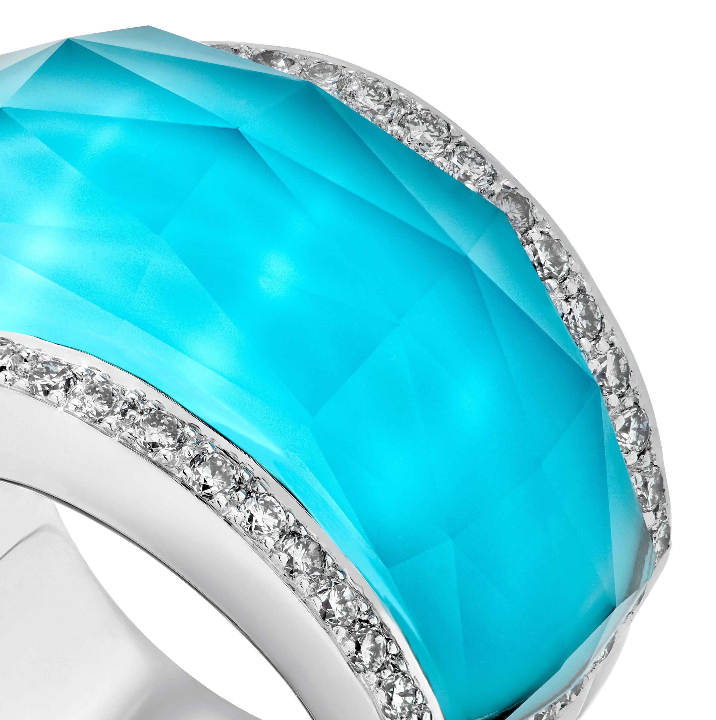 For Sale:  Stephen Webster Turquoise Crystal Haze and White Diamond Pavé Cocktail Ring 5