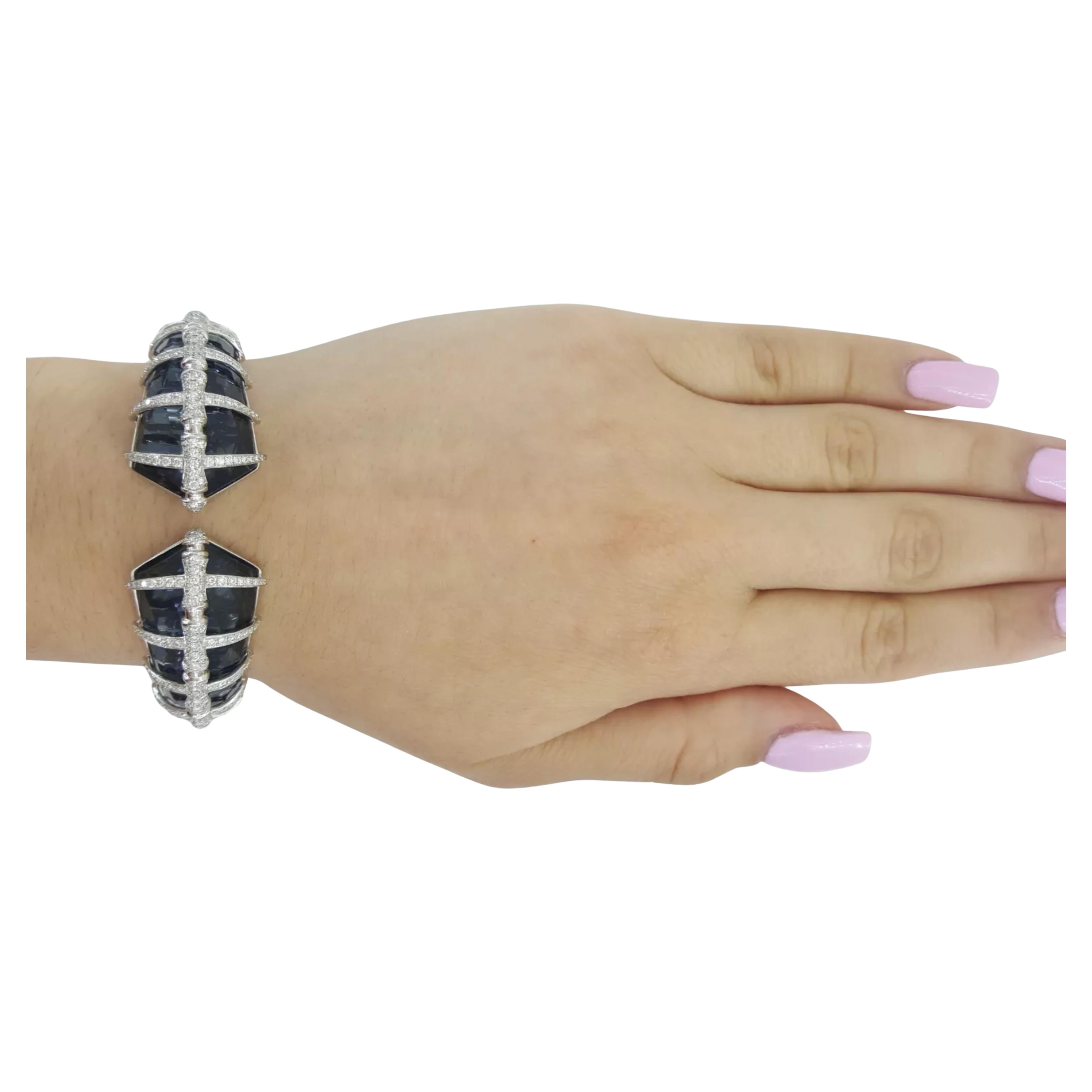 Taglio rotondo Stephen Webster Sushi Ematite Cristallo Haze e Bracciale Bangle con Diamanti in vendita
