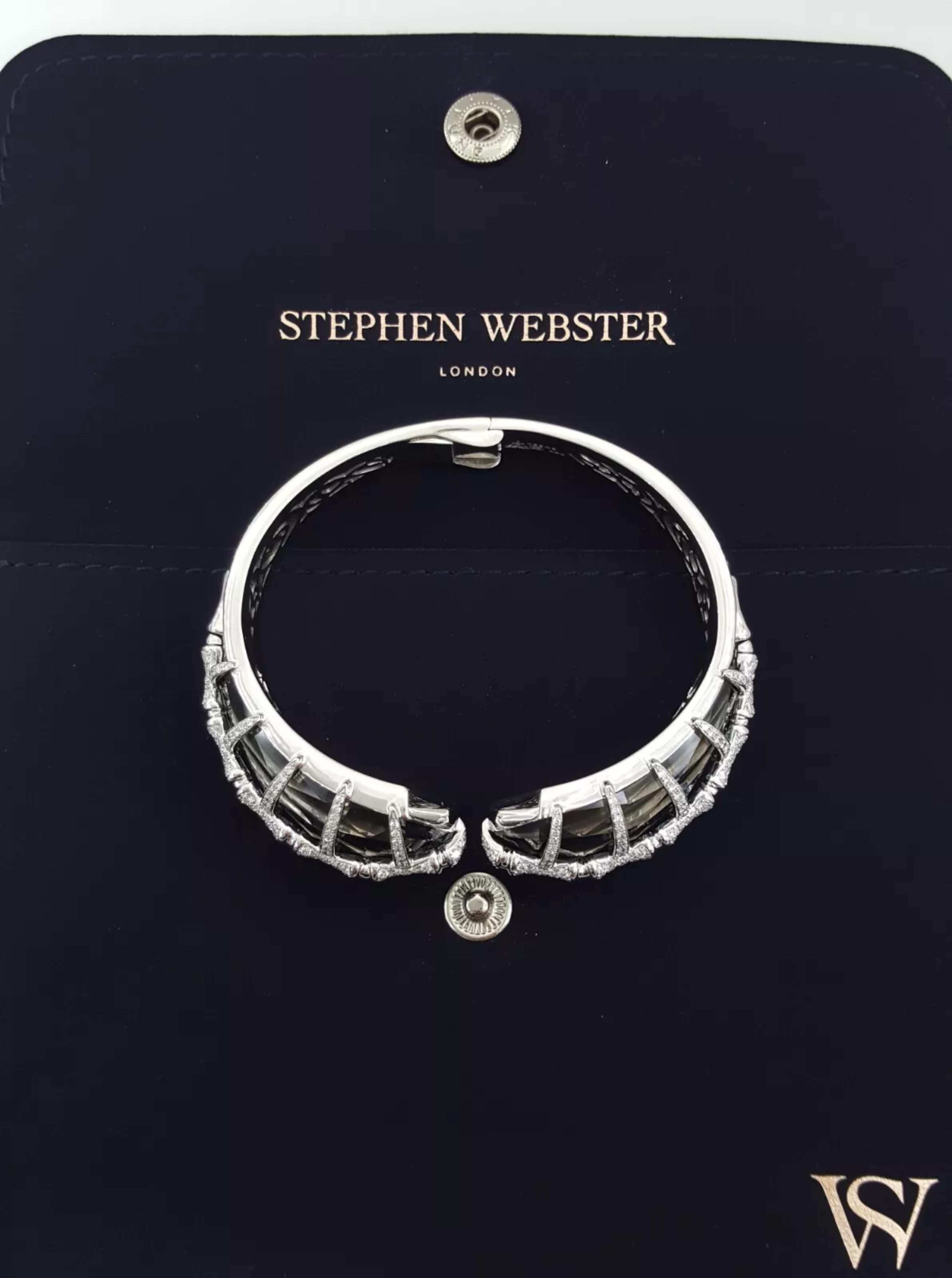 Donna Stephen Webster Sushi Ematite Cristallo Haze e Bracciale Bangle con Diamanti in vendita