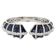 Stephen Webster Verne Sushi Hematite Crystal Haze & Diamond Bangle Cuff Bracelet