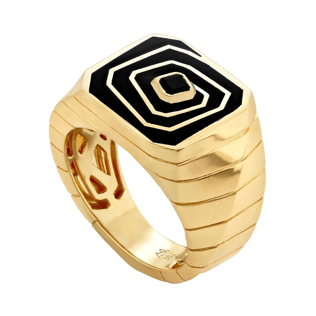 Stephen Webster, bague sigillaire Vertigo Losing Perspective en or 18 carats et spinelle