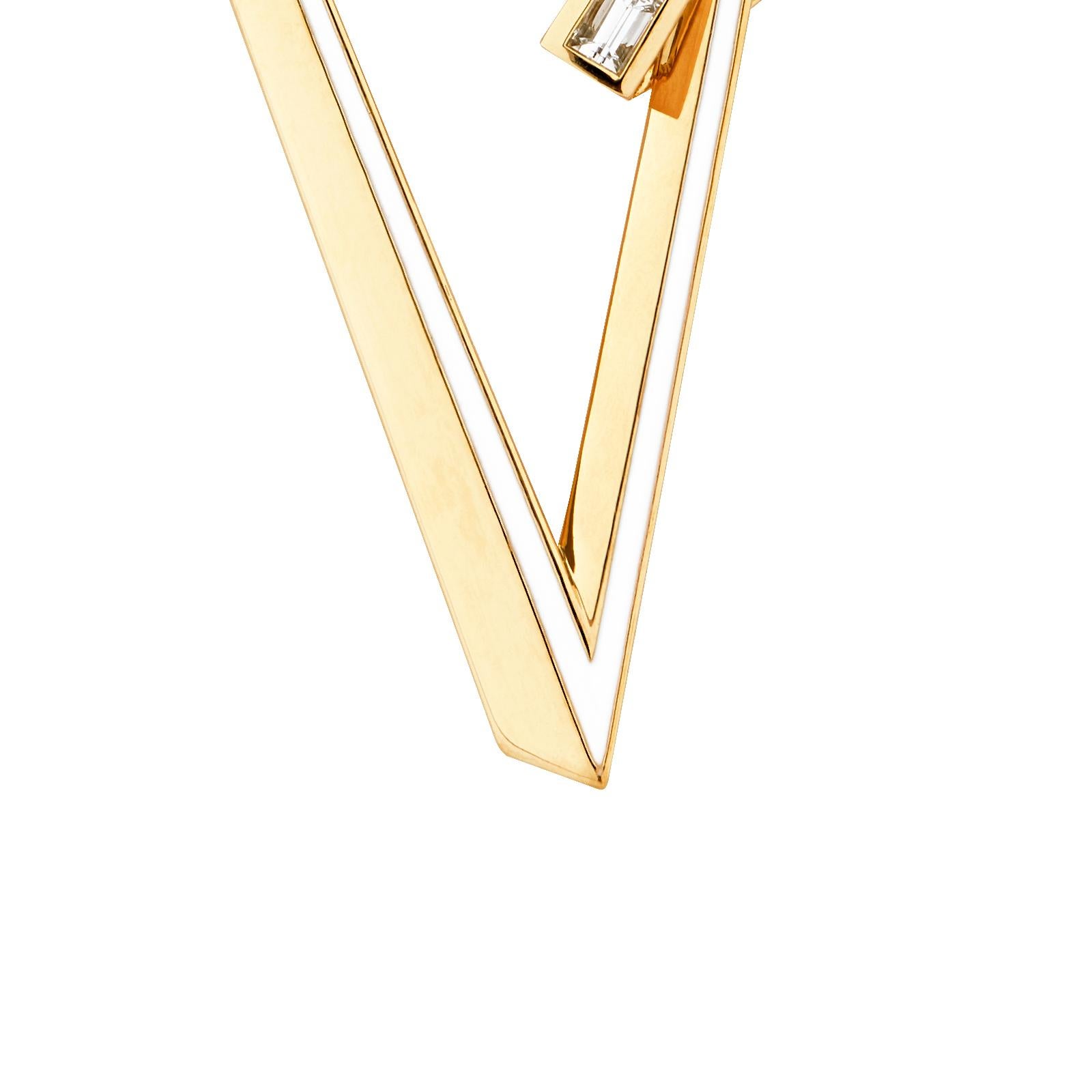 Baguette Cut Stephen Webster Vertigo Very Obtuse 18 Karat Gold and White Diamond Necklace