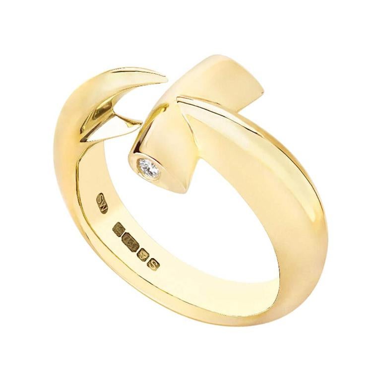 Stephen Webster White Diamond and 18 Carat Yellow Gold Hammerhead Ring