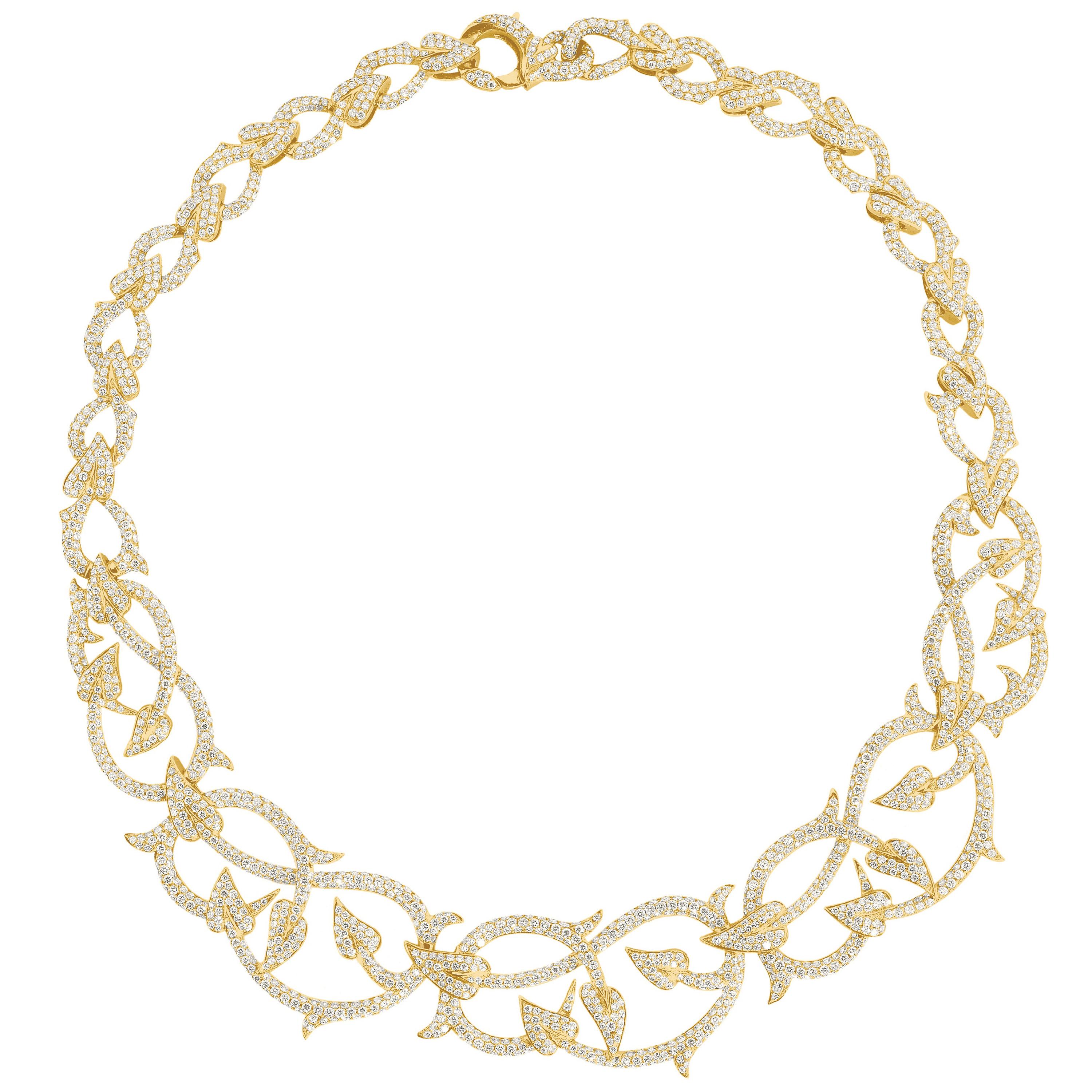 Stephen Webster White Diamond and 18 Carat Yellow Gold Poison Ivy Collar