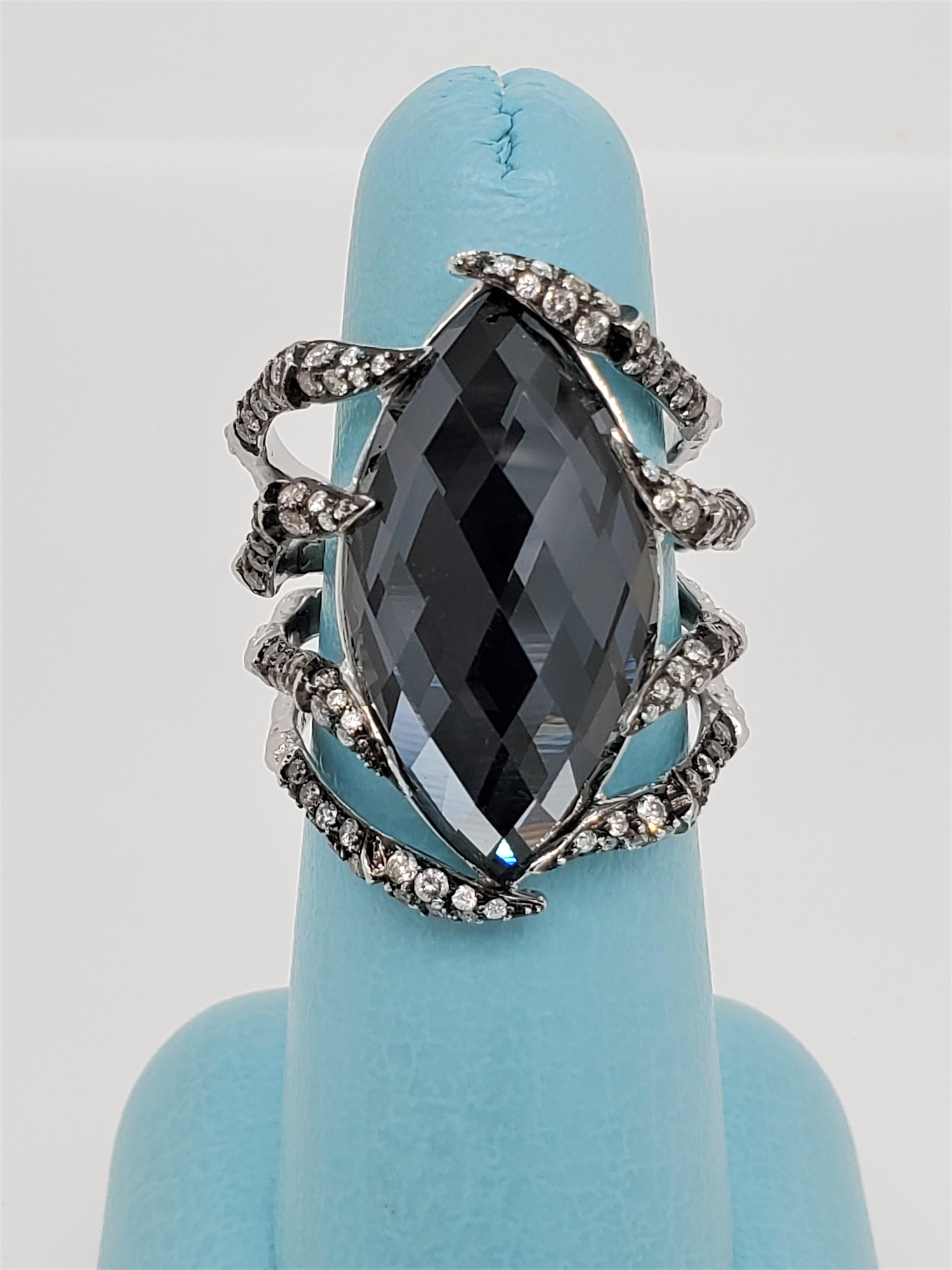 Stephen Webster White Gold 17.20 Carat Marquise Hematite and Diamond Ladies Ring 1