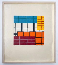 Stephen Westfall - Jig -Geometric Abstraction Abstract woodblock signed/N Framed