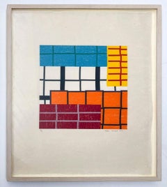 Stephen Westfall "Jig" Abstracción geométrica Bloque de madera abstracto. firmado/N Enmarcado