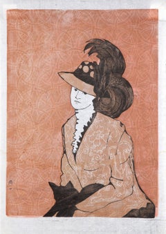 Marion in Costume, Modern Woodcut Print by Stephen White