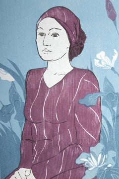 Marion's New Dress, Modern Woodcut Print by Stephen White