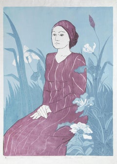 Marion's New Dress, Modern Woodcut Print by Stephen White