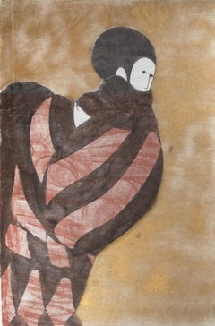 Red Coat, Modern Woodcut Print by Stephen White