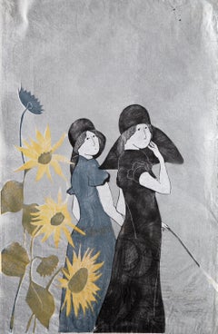 The Gardeners, Modern Woodcut Print by Stephen White