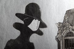 Woman In Black, Modern Woodcut Print by Stephen White