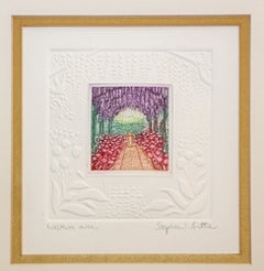 Stephen Whittle Etching "Wisteria Arch " Limited Edition Vintage Gold Framed