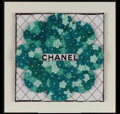Chanel Flower (Teal), Embroidery Assemblage 