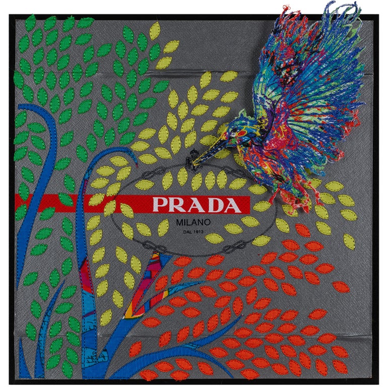 Stephen Wilson - Prada Bird of Life (bright), Embroidery Assemblage For  Sale at 1stDibs