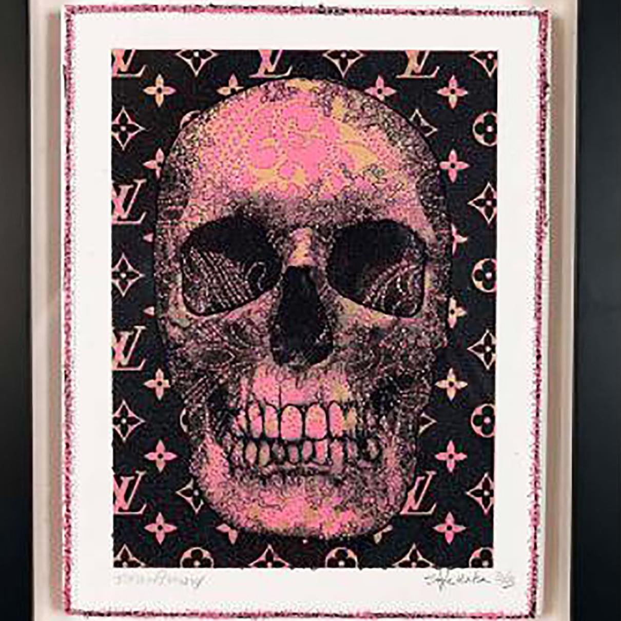 Robert Mars/Stephen Wilson Skulls Collaboration 5 is a pink, orange, and black contemporary abstract figurative mixed media piece that measures 12 x 9 and is priced at $2,100.


Born and raised in Hoboken, New Jersey, Stephen Wilson is a conceptual