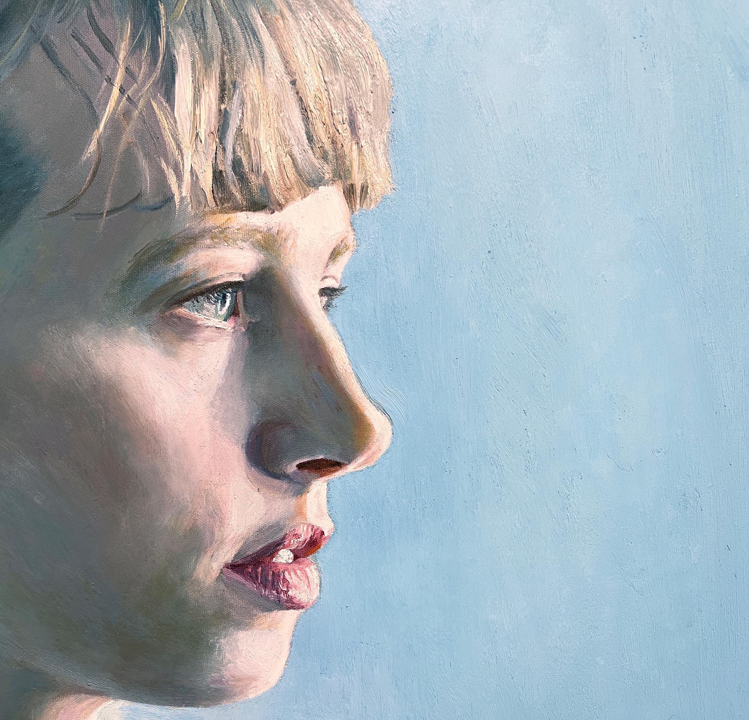 CATHERINE 6 - Contemporary Realism / Figurative Art / Blonde - Gray Portrait Painting by Stephen Wright