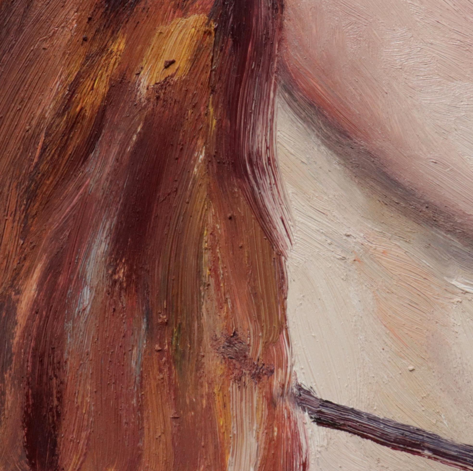 CONSTANCE I - Contemporary Realism / Figurative Art / Red Hair - Brown Portrait Painting by Stephen Wright