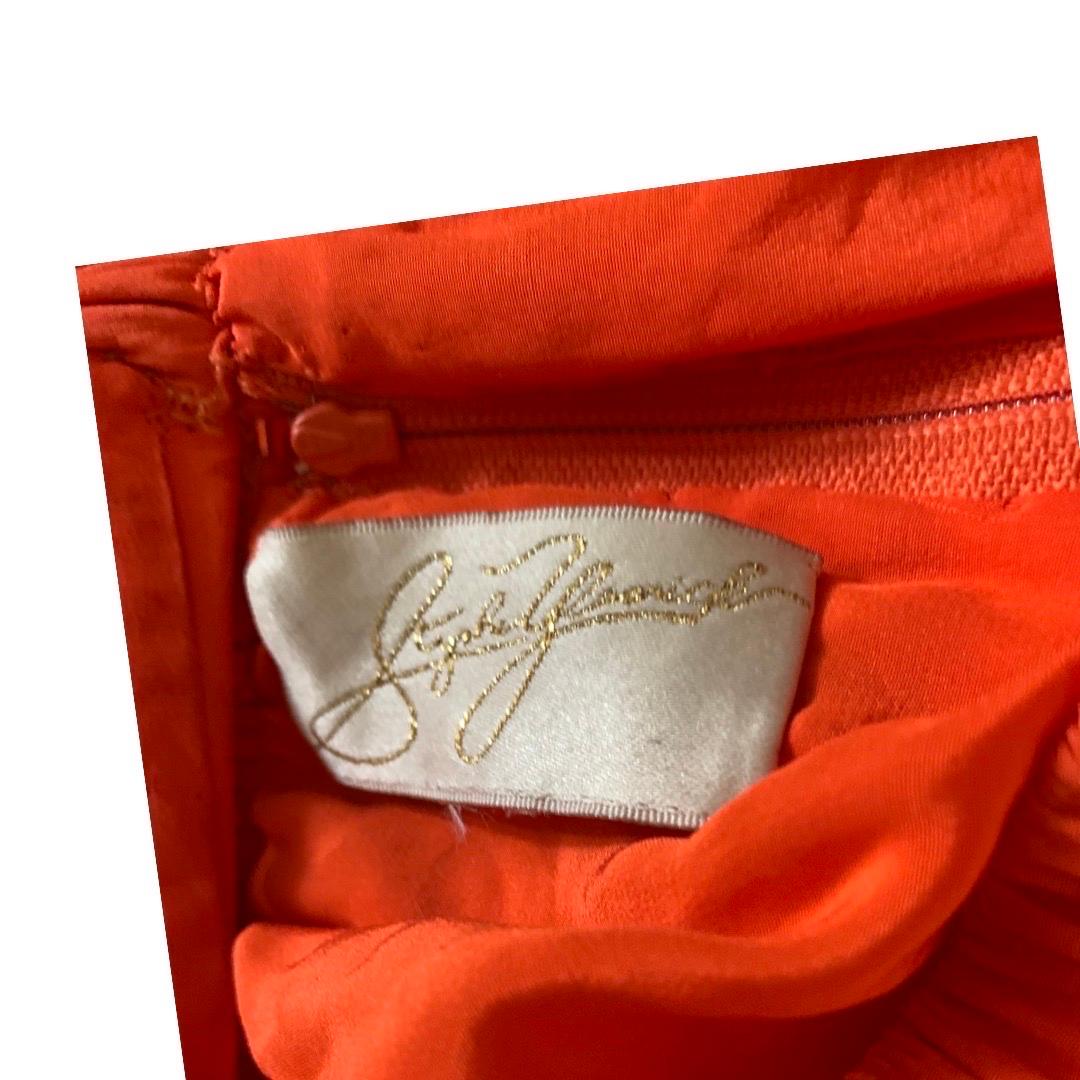 Stephen Yearick Custom Made Orange Silk Bugle Bead Tunic & Pant Set Plus Size  For Sale 6