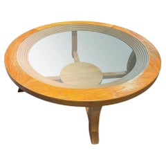 Stepped Art Deco Blond Oak & Glass Coffee Table By Paul Frankl for Brown Saltman