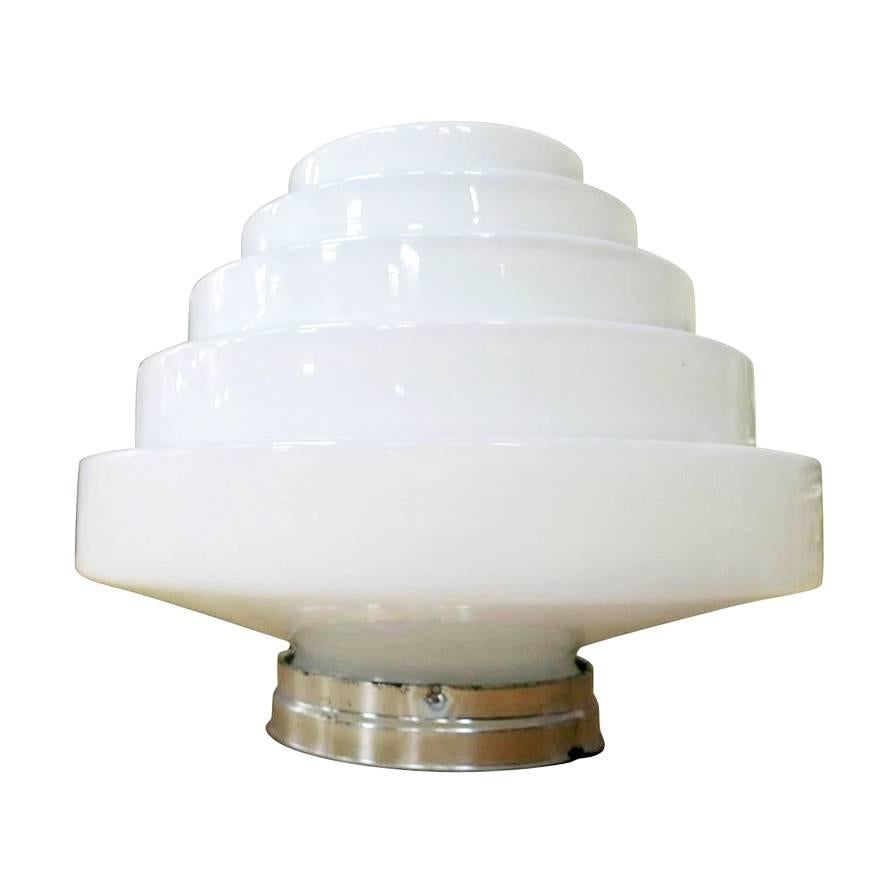 Stepped Art Deco Skyscraper Ceiling Mounted Globe with Fixture