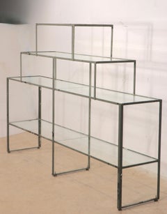 Stepped Four Tier Iron and Glass Display Shelf