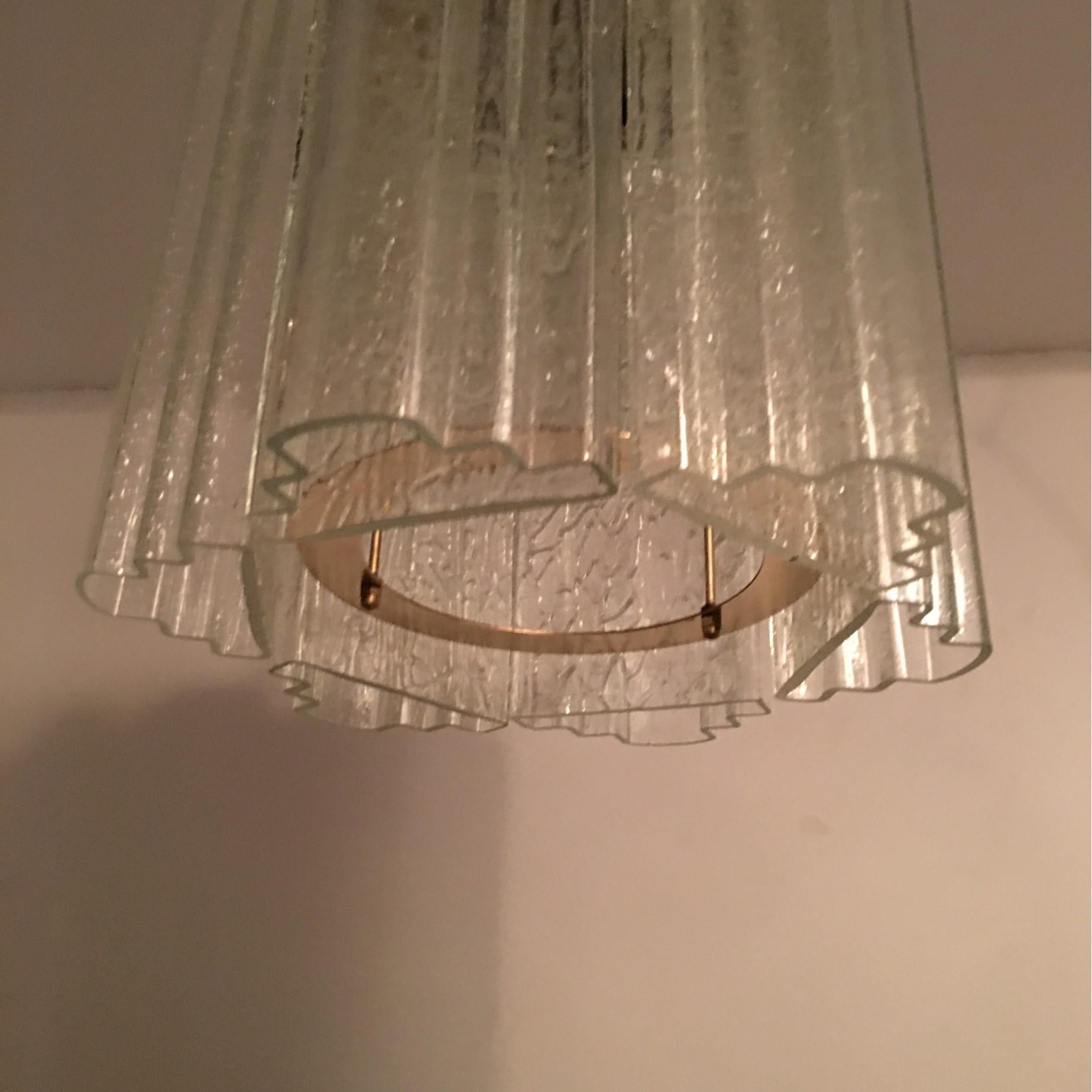 Stepped Glass Doria Pendant Chandelier from Germany In Good Condition For Sale In Frisco, TX