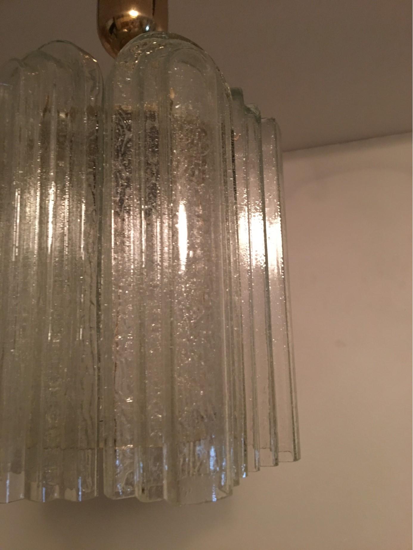 Mid-20th Century Stepped Glass Doria Pendant Chandelier from Germany For Sale