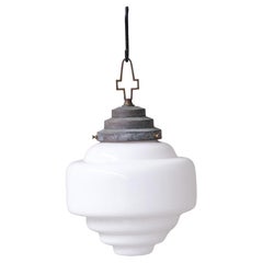 Lampada a sospensione in vetro opalino a gradini
