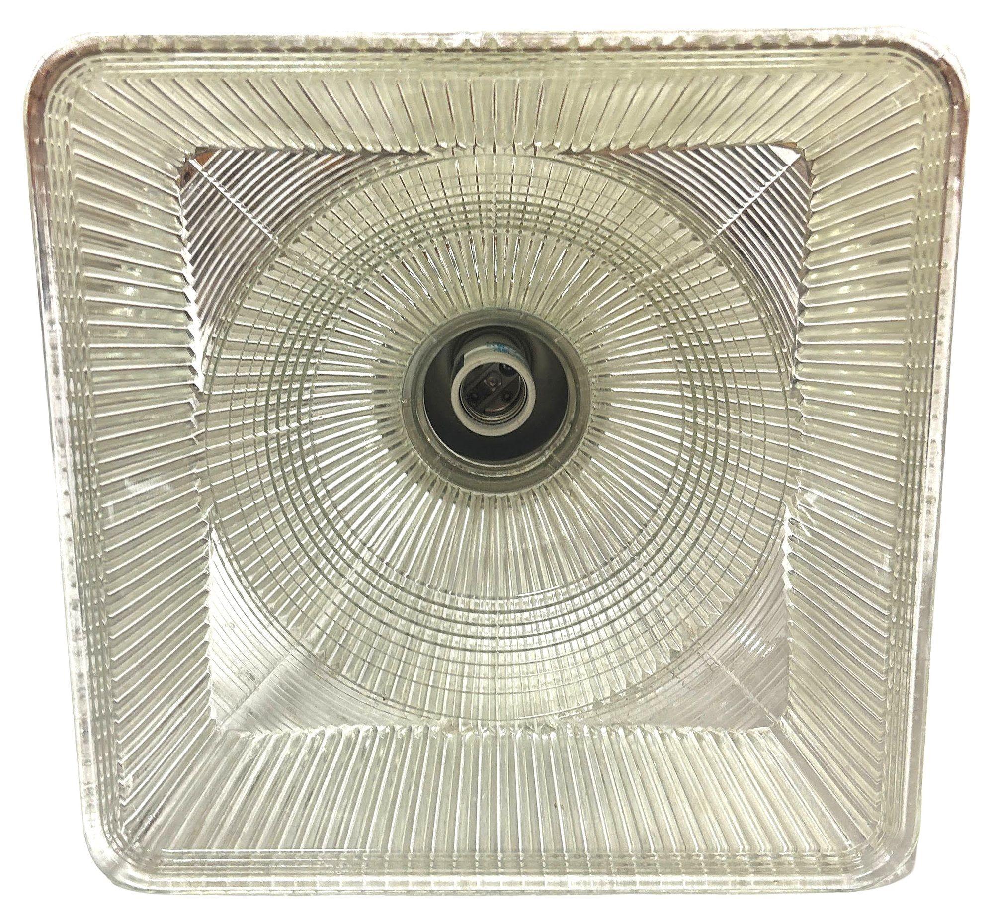 Vetro Ciondolo quadrato Holophane a gradini con luce a soffitto cromata in vendita