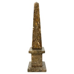 Vintage Stepped Obelisk Brown Fossil Tower