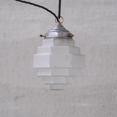 Stepped Opaque Glass Mid-Century Pendant Light