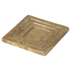 Stepped Square Bronze Dish Vide-Poche, France, 1960s