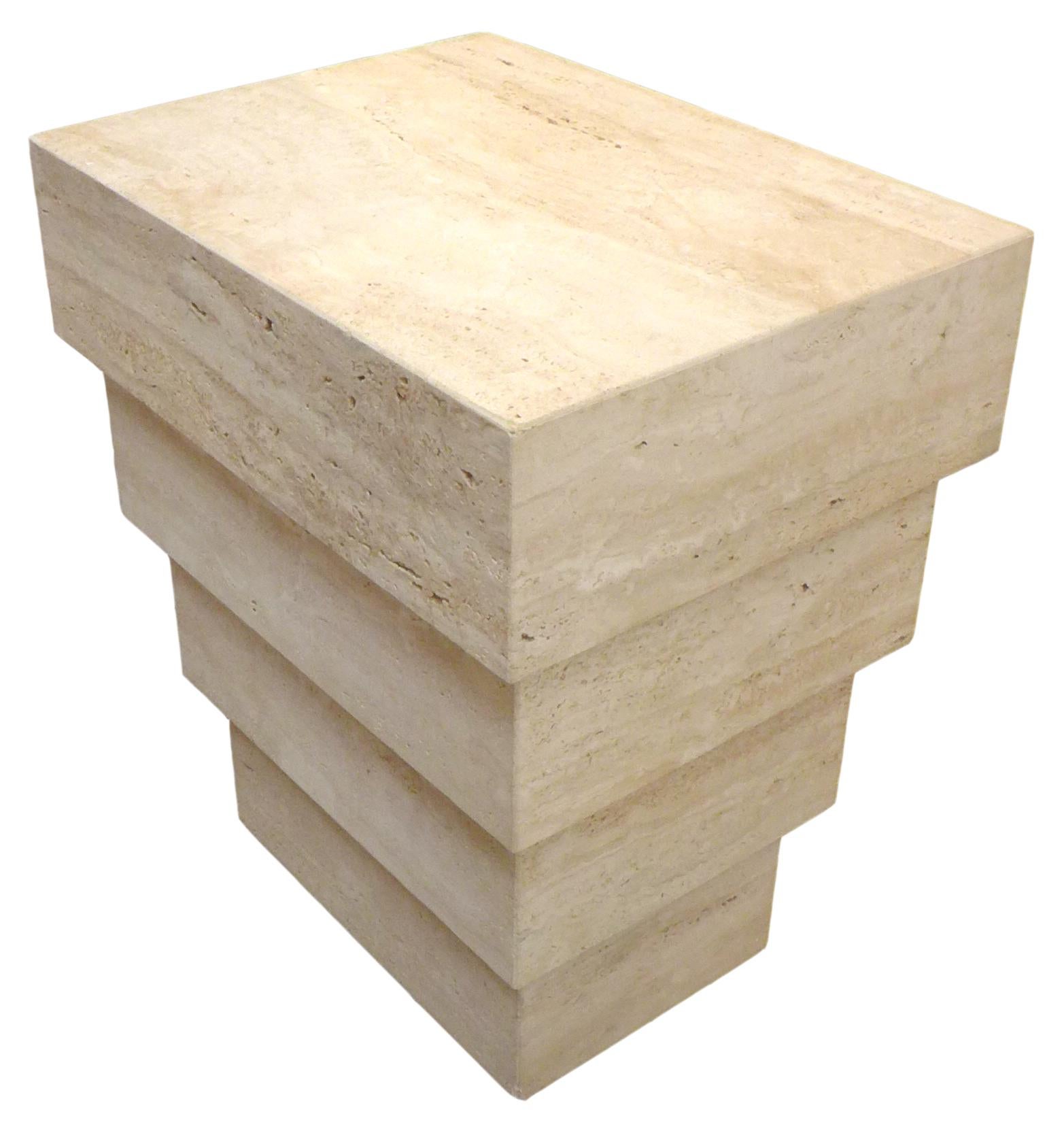 Italian Stepped Travertine Table For Sale