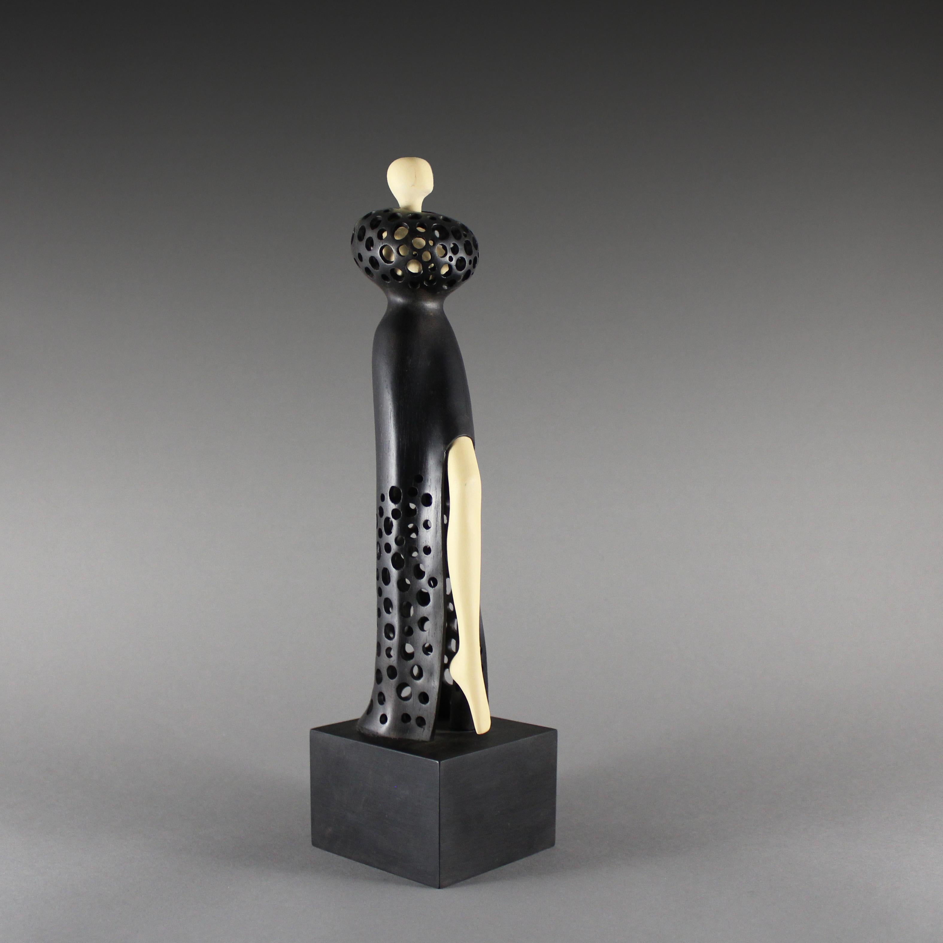 Stepping Out, Ebony and Holly wood sculpture by Nairi Safaryan In New Condition For Sale In Santa Clarita, CA