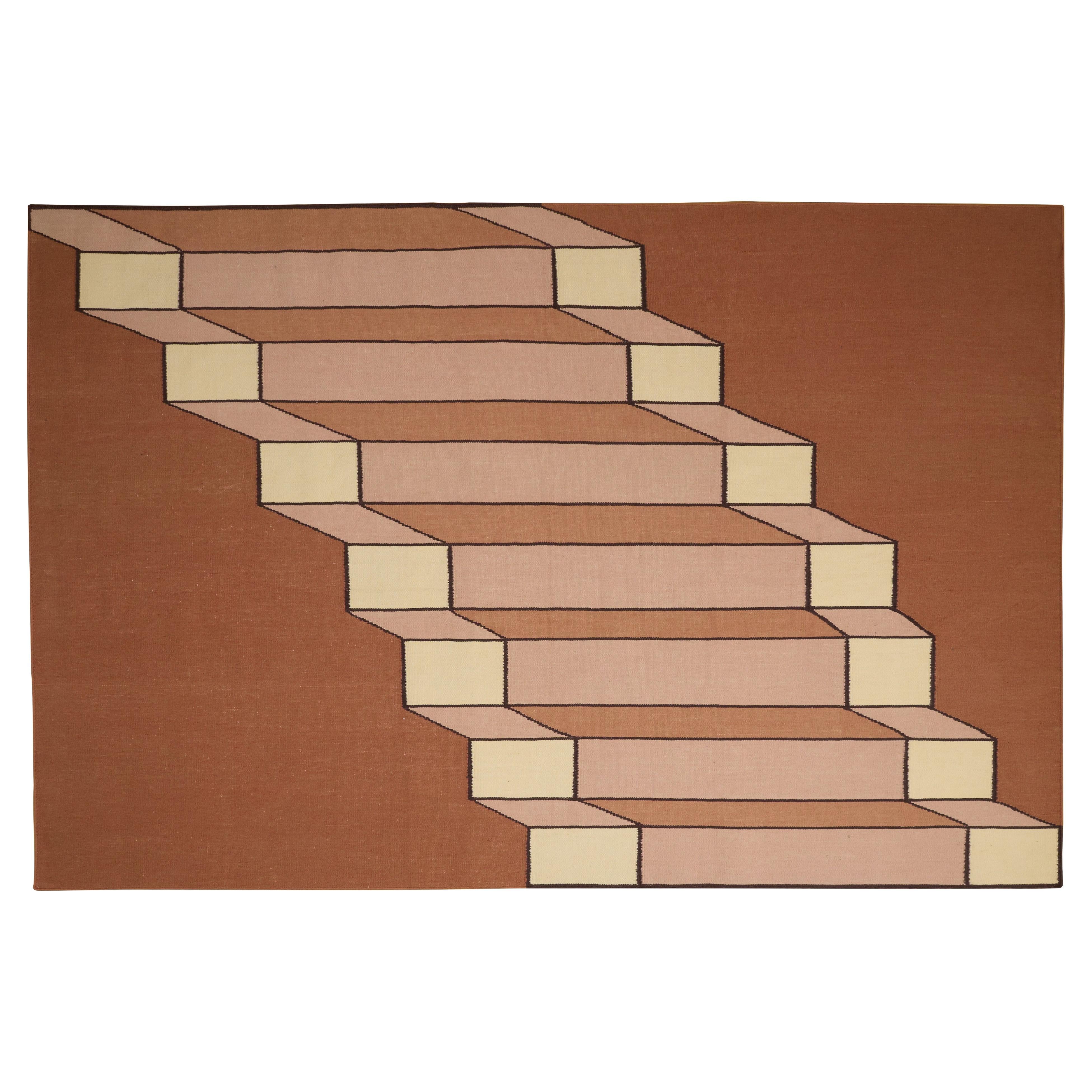Steps Kilm - modernist, minimal, geometric, custom colours, sizes by Wende Reid For Sale