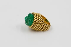 Sterlé Carved Emerald Ancient Cameo and Yellow Gold Cocktail Ring