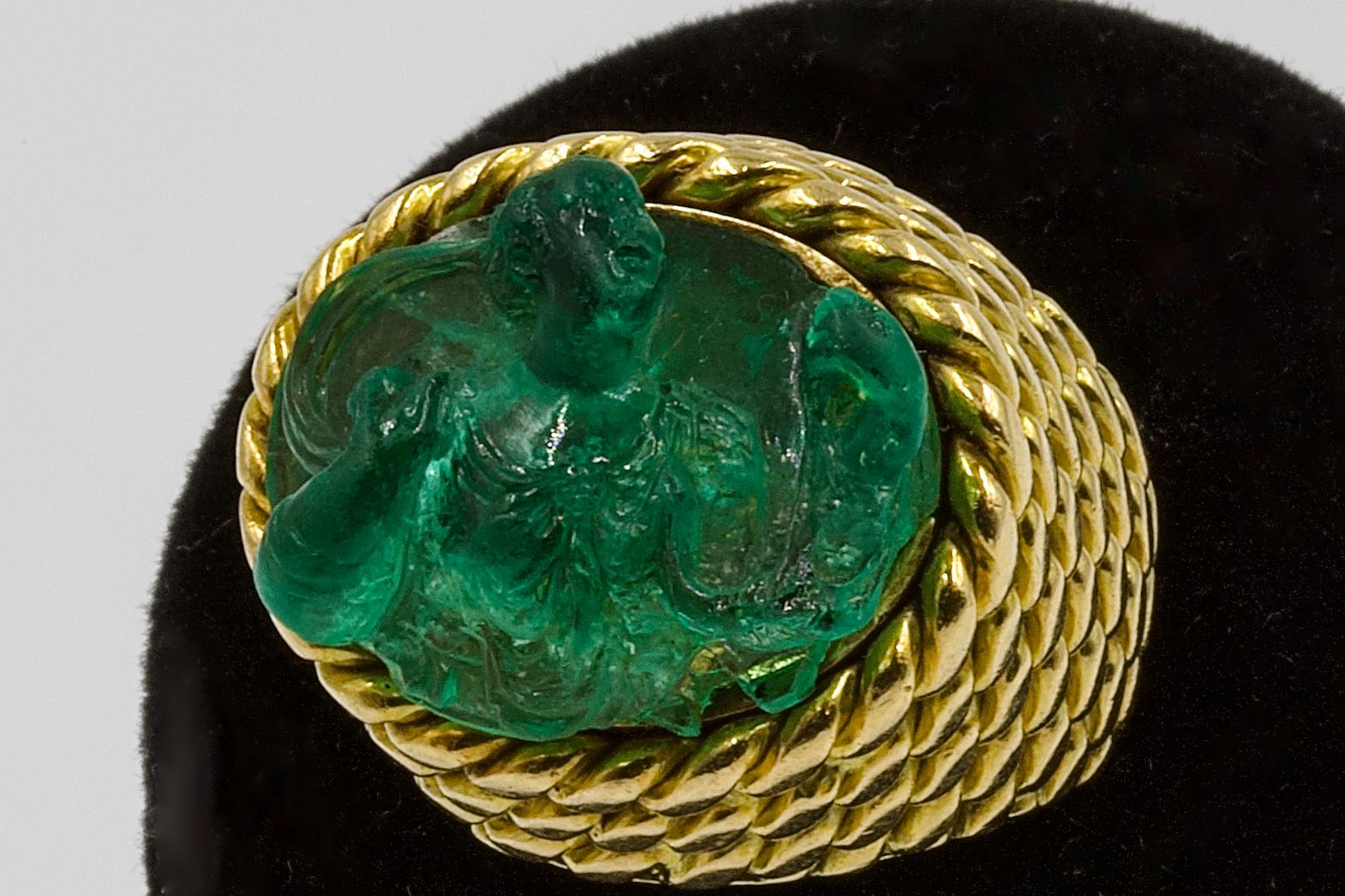 carved emerald ring