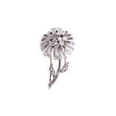 Sterlé Diamond Flower Brooch, circa 1950s