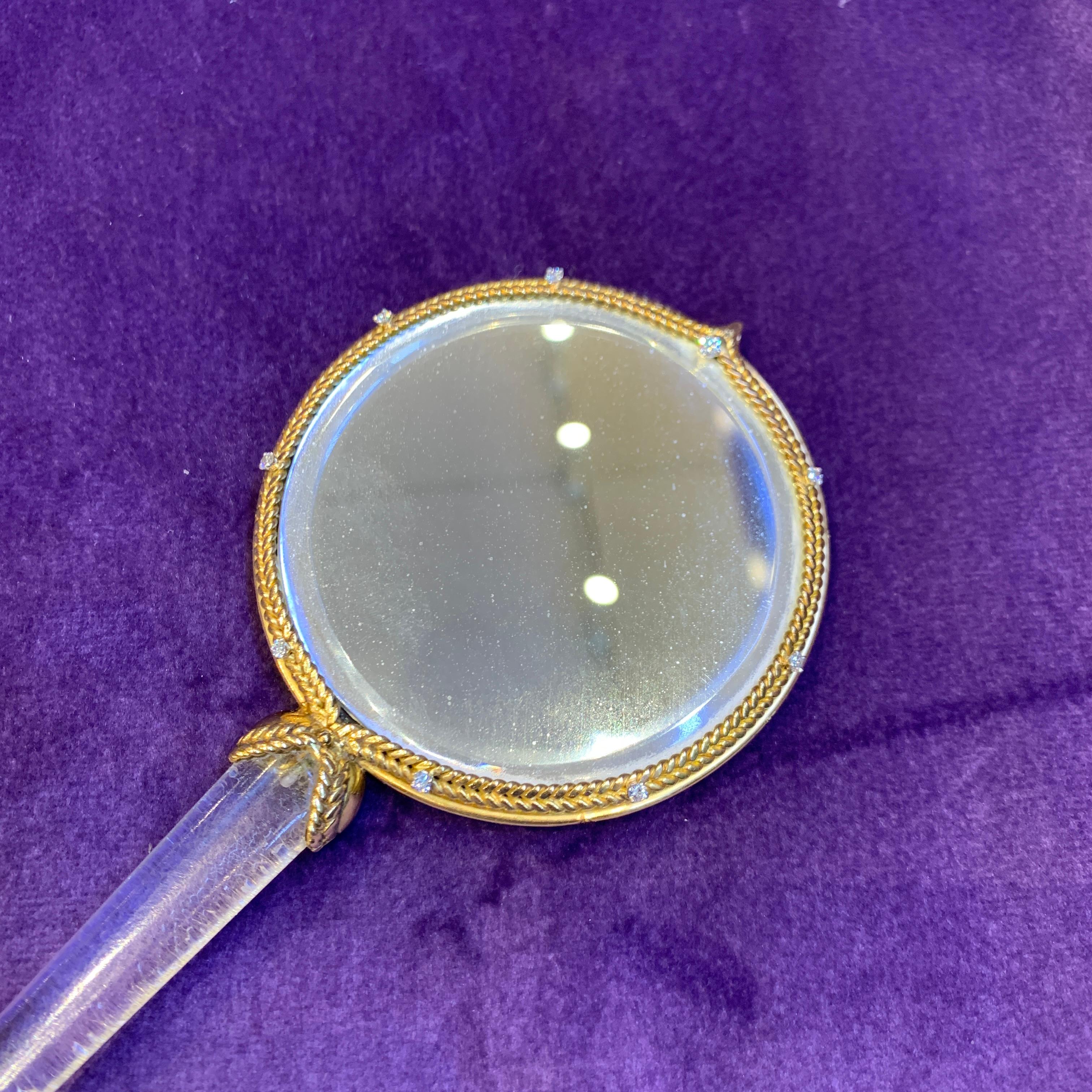 Round Cut Sterle Gold Hand Mirror For Sale